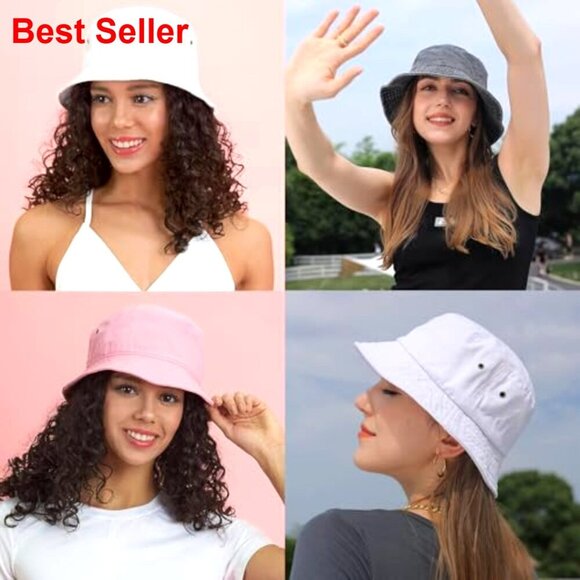 2 Pack Cotton Bucket Hats Packable Travel Sun Protection main image 5